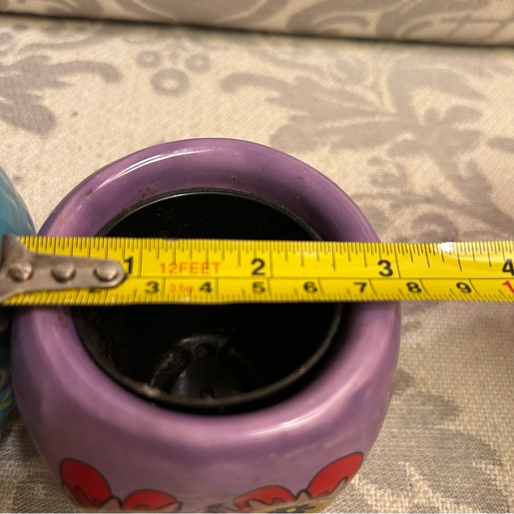 Lot of 2 Ceramic Day Of The Dead Sugar Skull Planter 2.5 inc Trader Joes Purple - Picture 7 of 7